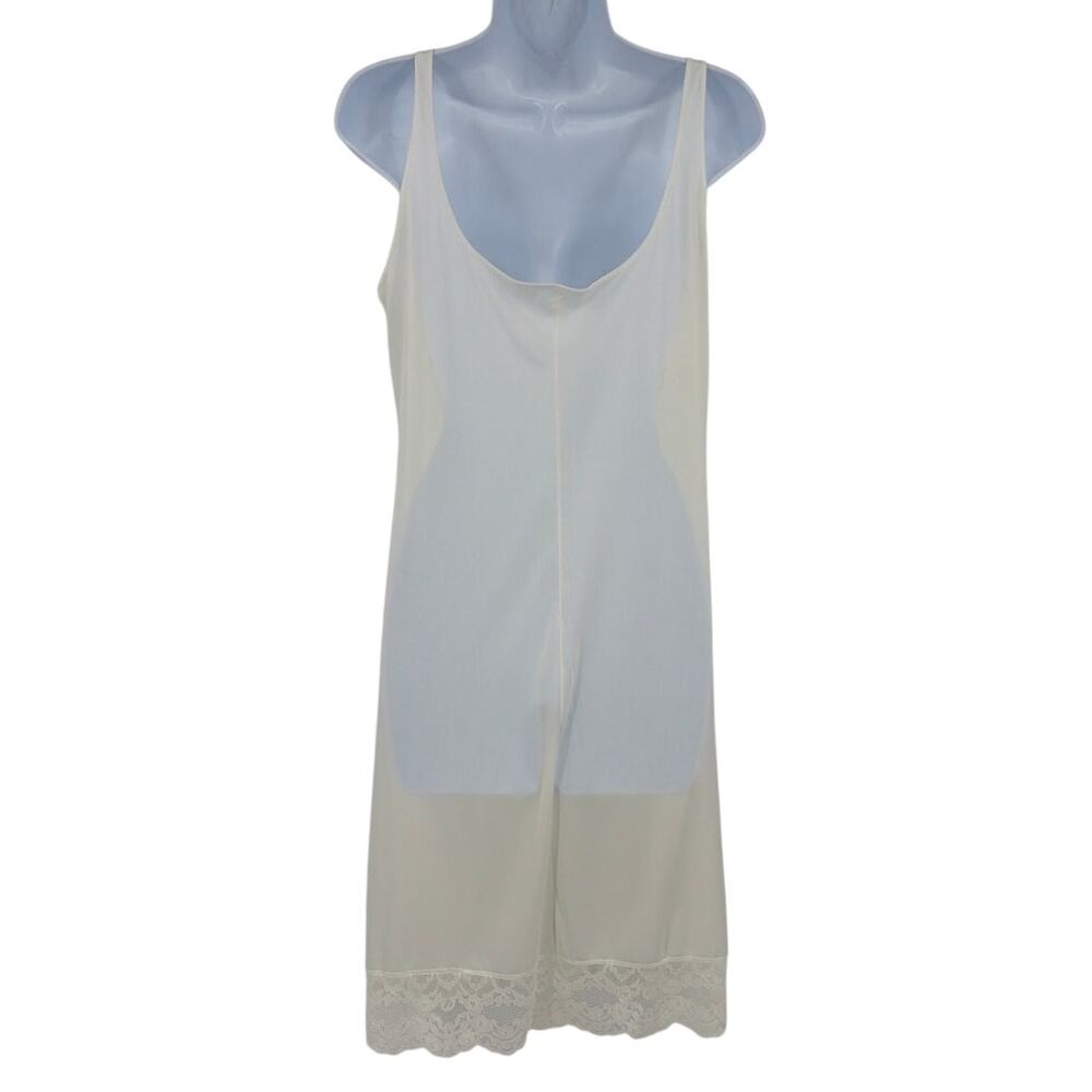 Vtg Lingerie Ivory Lace Trim Slip Dress Sz M Nightgown Coquette Fairy Cottage - Picture 6 of 9